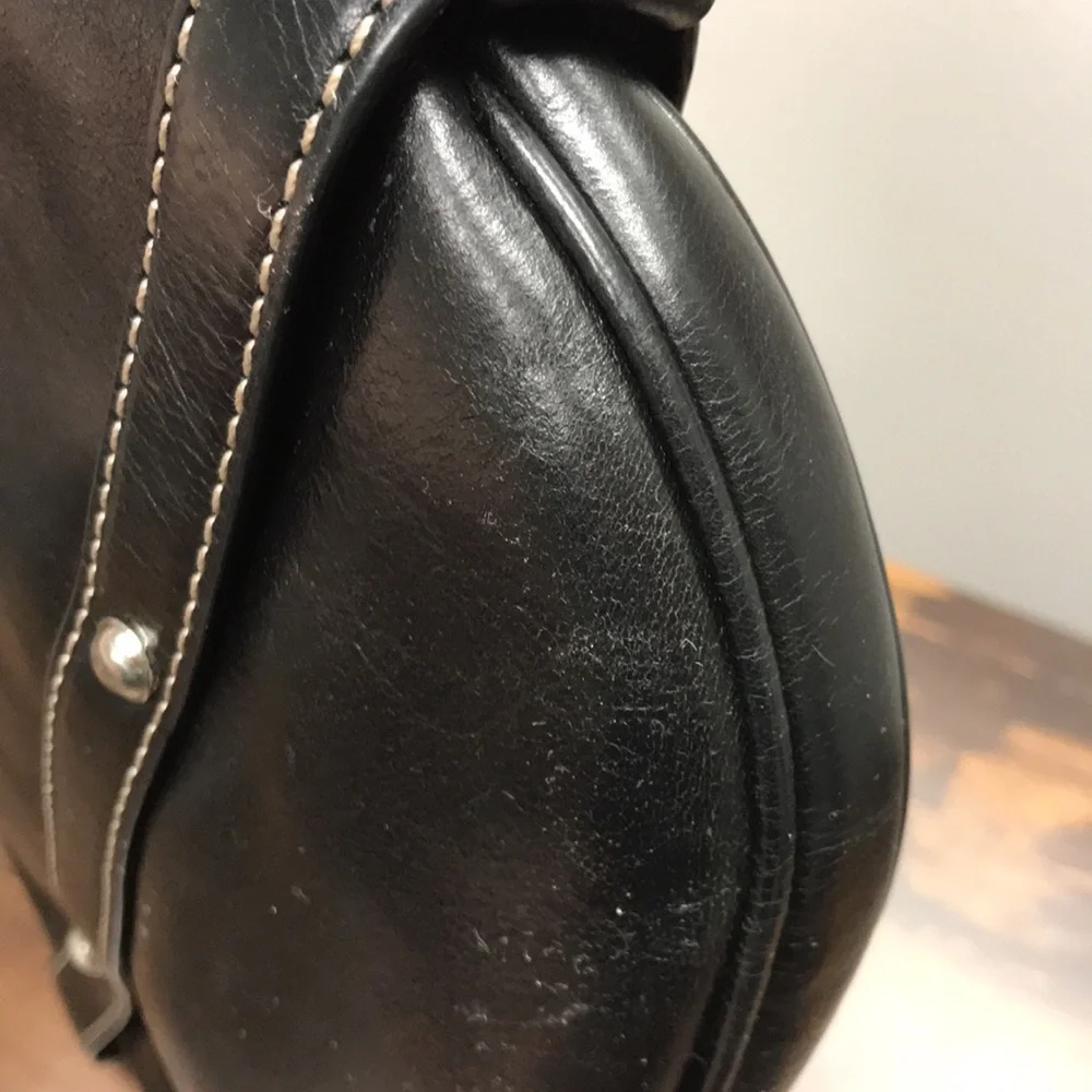 Michael Kors Black Leather Shield Hobo Bag